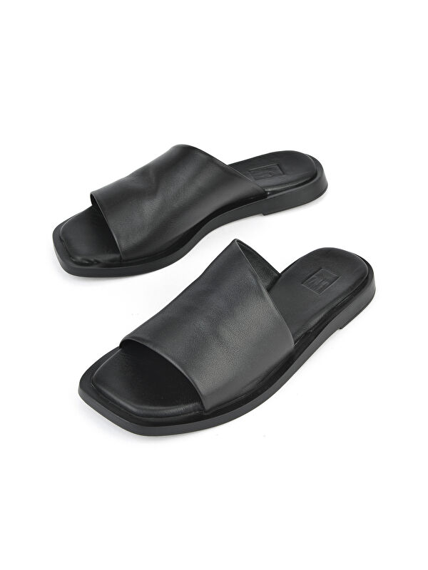 Hakiki Deri Kadın Terlik 1511033ZFATOU Siyah - Görsel 6