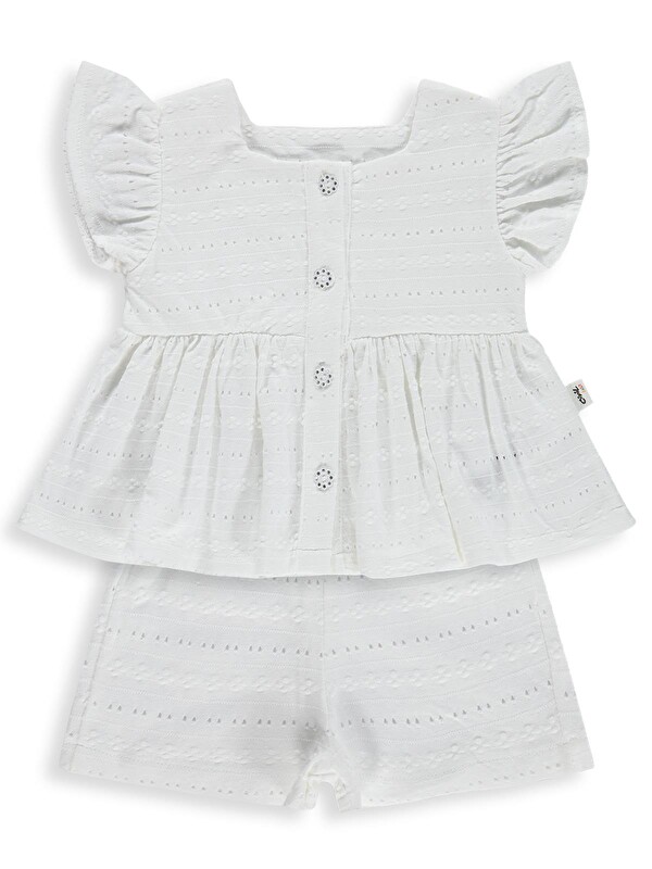 Civil Baby Brodeli Şortlu 6-18 Ay Takım - Ekru
