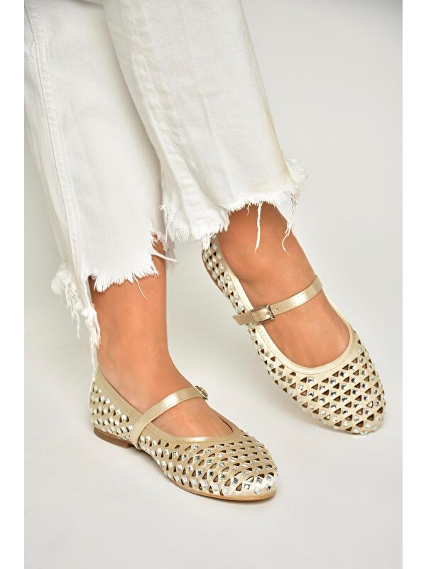 Fox Shoes U7255132 Bej Kadın Babet