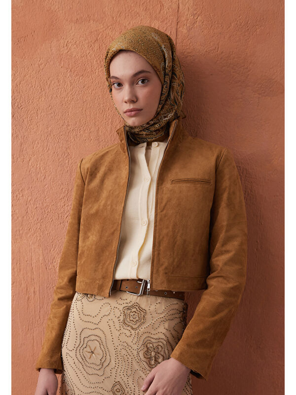 Fresh Scarfs Eliza Desen Pamuk İpek Eşarp Hardal