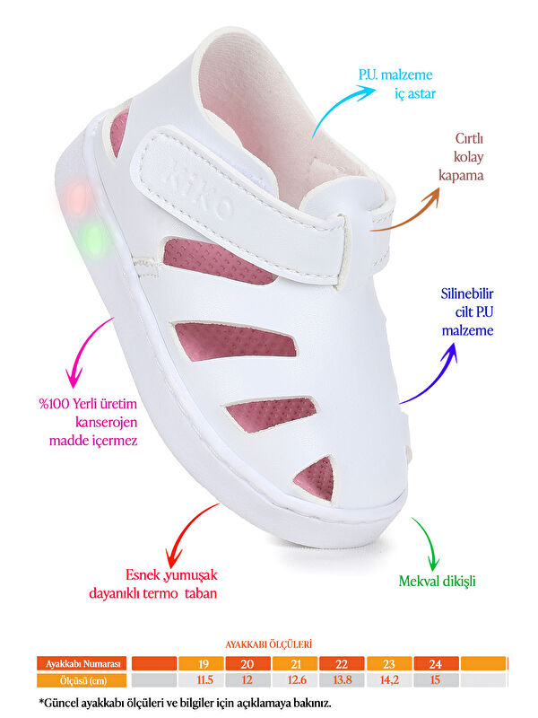 Limba Işıklı Cırtlı Kız Bebek Sandalet - Görsel 3