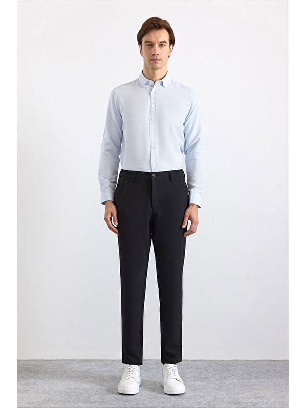 Süvari Siyah Slim Düz Jogger Pantolon