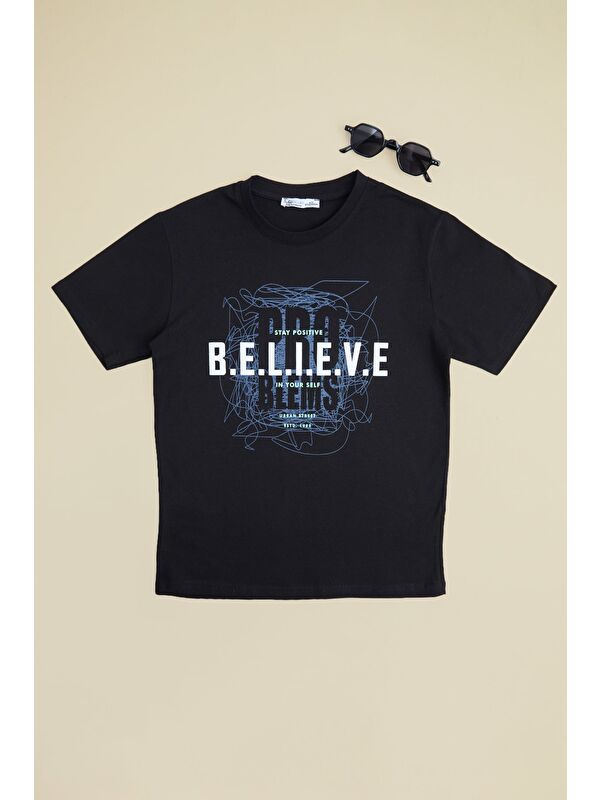 Fullamoda Believe Yazı Baskılı Erkek Çocuk Tişört