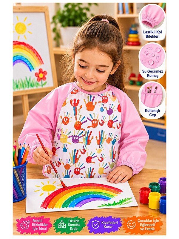 Nova Color Faliyet Önlüğü Xl 1 Adet Çocuk Kollu Etkinlik Boyama Önlüğü 5-9 Yaş Kreş Ana Sınıfı Okul
