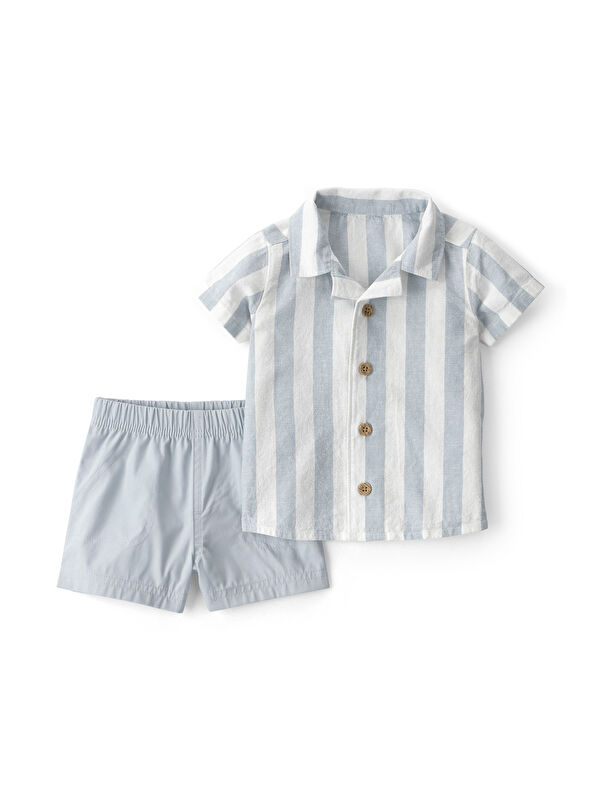 Carter's Erkek Bebek Gömlek Şort Set 3 Ay-24 Ay Mavi