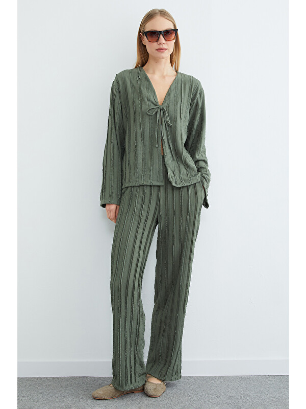 Fullamoda Önden Bağlamalı Krep Kumaş 2 Li Takım