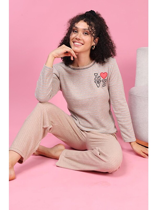 Fullamoda Let Me Slee p Baskılı Büyük Beden Pijama Takımı