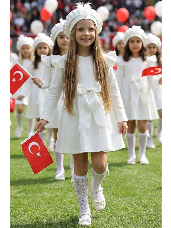 Parla Kids Kız Çocuk Pamuklu Fiyonk Detaylı Elbise