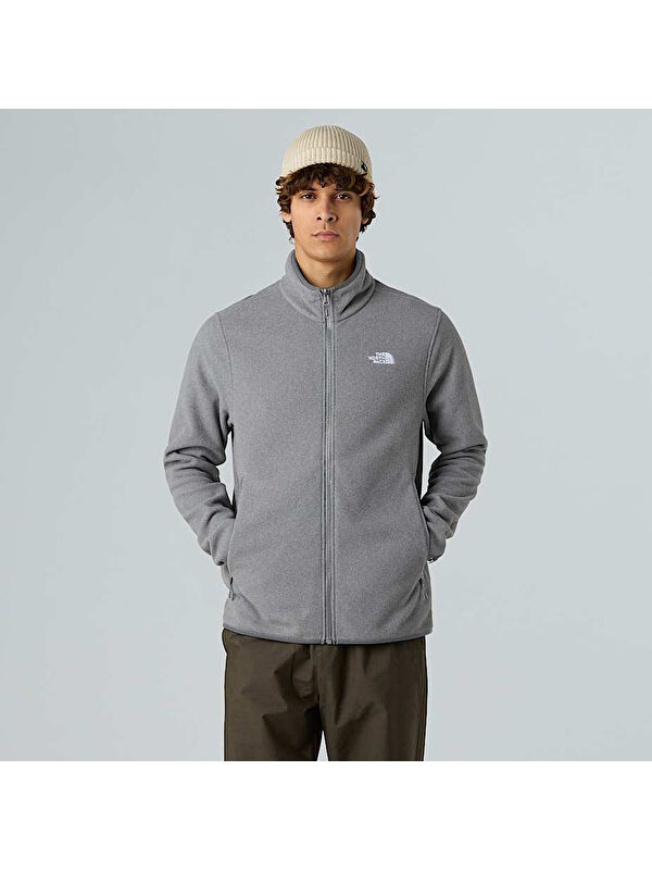 The North Face Glacier Fleece Erkek Gri Dik Yaka Fermuarlı Sweatshirt