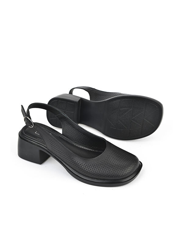 Kadın Hakiki Deri Topuklu Ayakkabı 151992Z8001 Siyah - Görsel 5