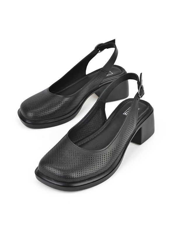 Kadın Hakiki Deri Topuklu Ayakkabı 151992Z8001 Siyah - Görsel 6