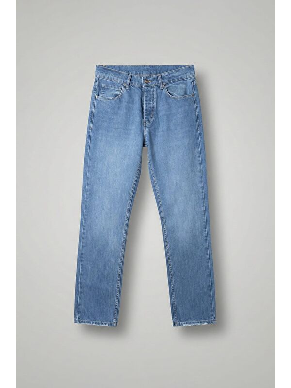 Abluka Online Erkek Slim Fit %100 Pamuk Essential Basic Jean Mavi