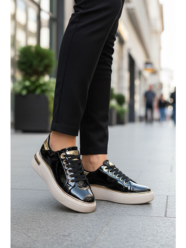 Siyah Rugan Bağcıklı Hafif Kadın Sneaker Lady 029 Z - Görsel 4