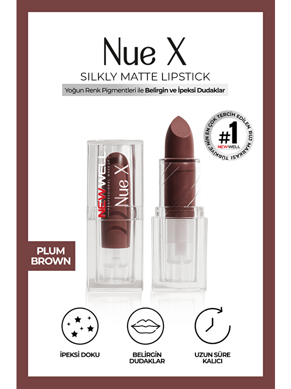 New Well Nue X Silkly Matte Lipstick Plum Brown 05
