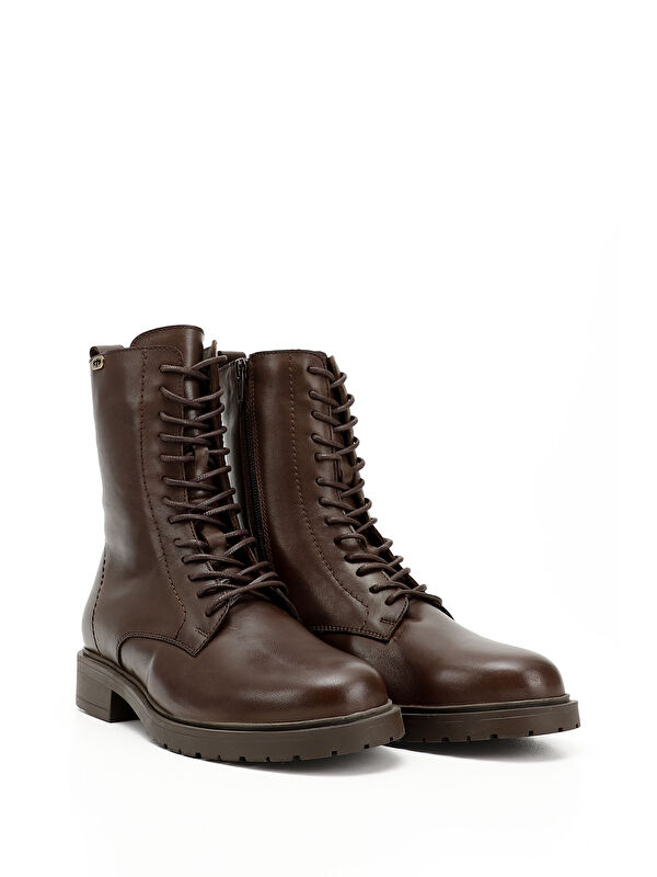 Kadın ORTA KAHVERENGİ Fermuarlı Hakiki Deri Postal Bot - Görsel 3