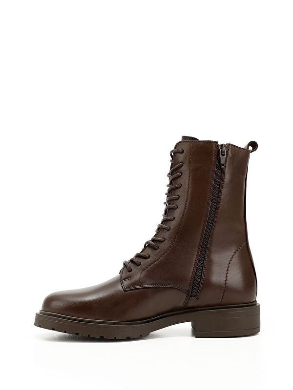 Kadın ORTA KAHVERENGİ Fermuarlı Hakiki Deri Postal Bot - Görsel 4