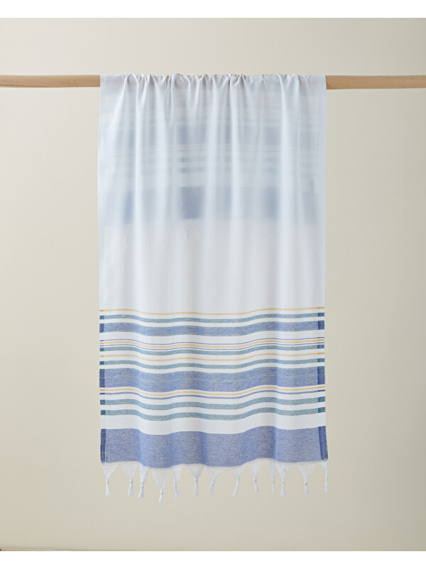 English Home Coastie Rejenere Çizgili Peştamal 80x150 cm Mavi-Yeşil-Sarı