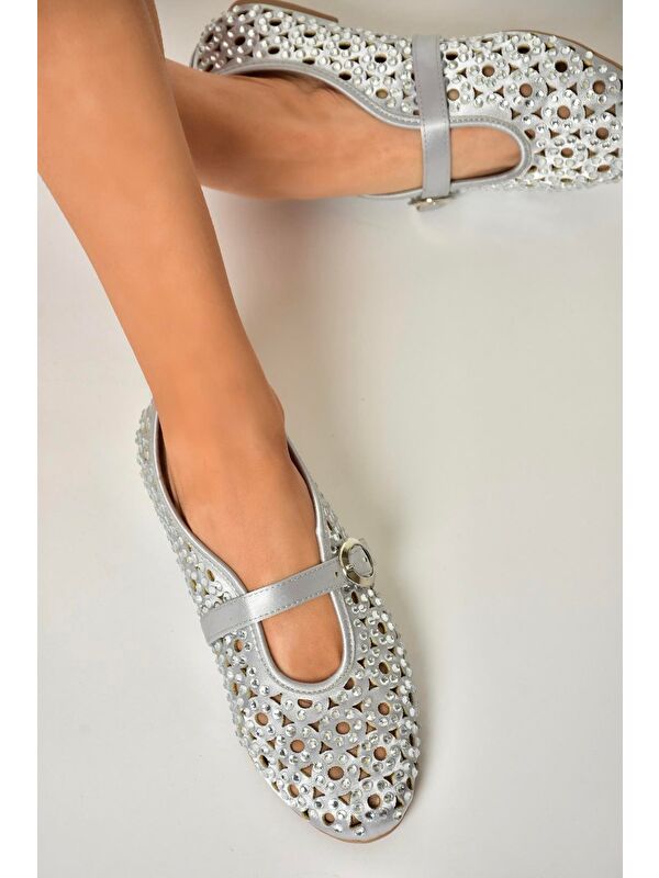 Fox Shoes U8200867 Gümüş Kadın Babet