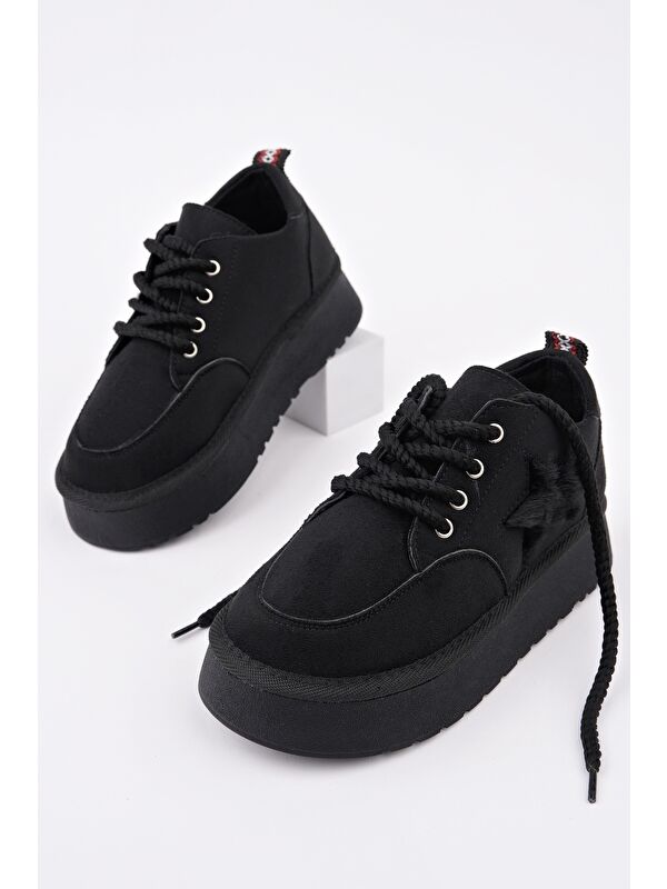 TRUNKS Kalın Taban Bağcıklı Yıldız Detaylı Çocuk Kışlık Sneaker Spor Ayakkabı - Görsel 4