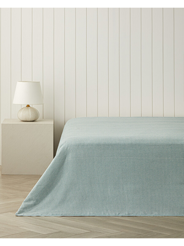 English Home Modern Grid Tek Kişilik Pike 150x220 cm Seledon