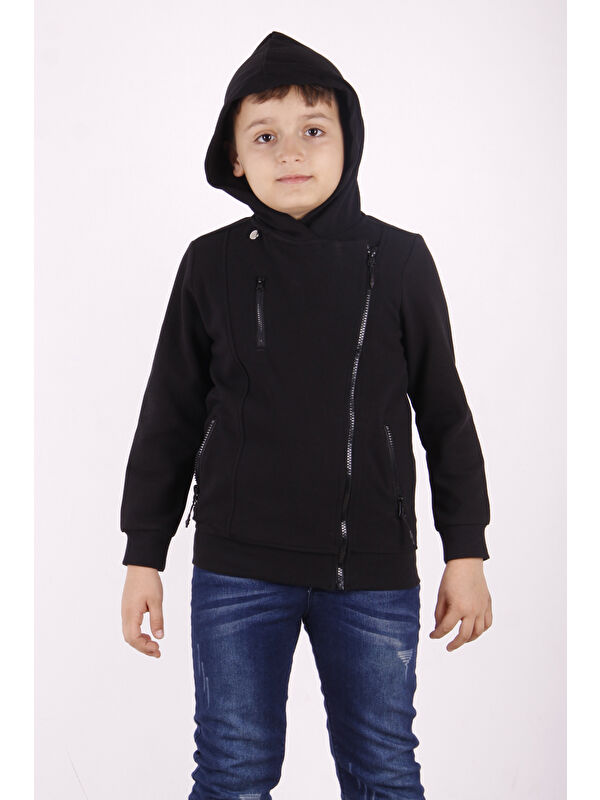 Toontoykids Erkek Çocuk Cepli Fermuarlı Asimetrik Kesim Hırka