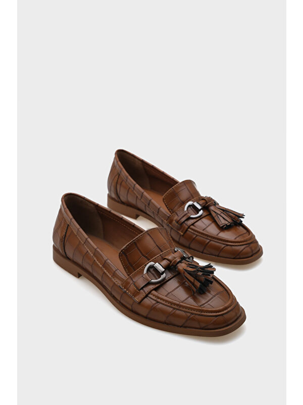Carolin Metal Tokalı Püsküllü Kadın Loafer Ayakkabı - Görsel 3