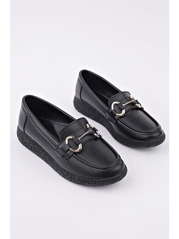 POLARA Kalın Taban Toka Detaylı Kadın Günlük Loafer Ayakkabı - Görsel 4