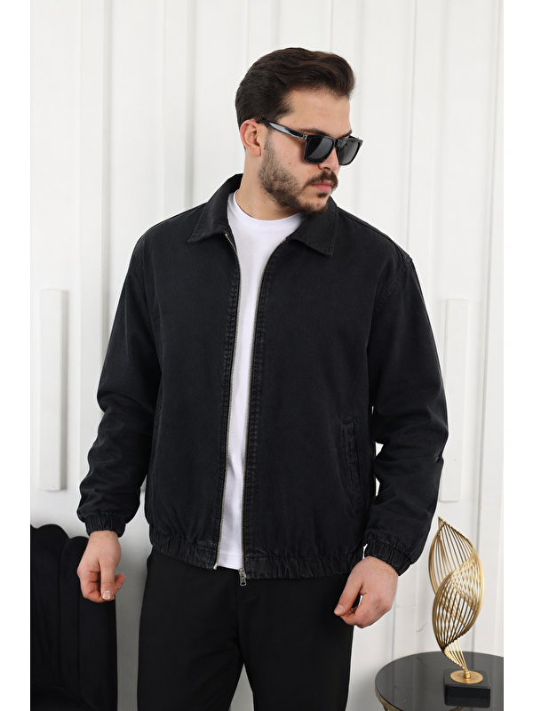 Comstar Erkek Mevsimlik Premium Siyah Oversize Bomber Ceket