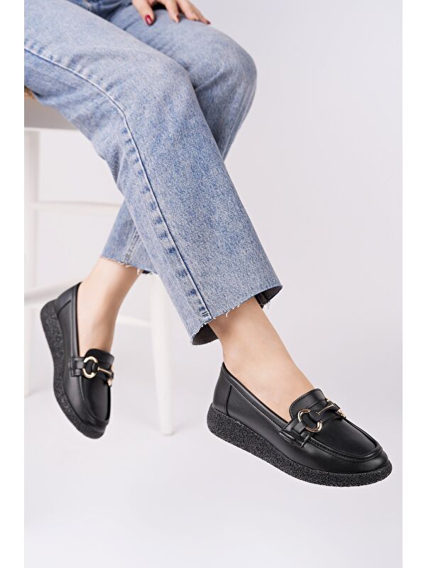 POLARA Kalın Taban Toka Detaylı Kadın Günlük Loafer Ayakkabı - Görsel 6