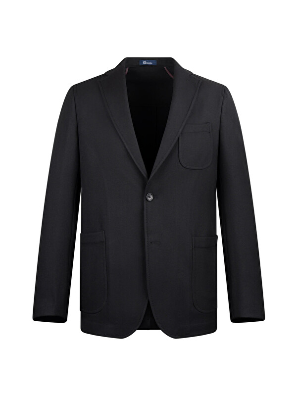 Hatemoğlu Siyah Comfort Fit Mono Yaka Klasik Ceket