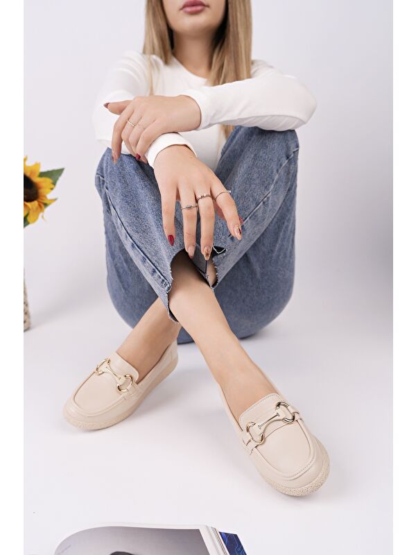 POLARA Kalın Taban Toka Detaylı Kadın Günlük Loafer Ayakkabı - Görsel 6