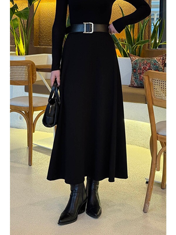 Lamelif Kloş Etek Siyah
