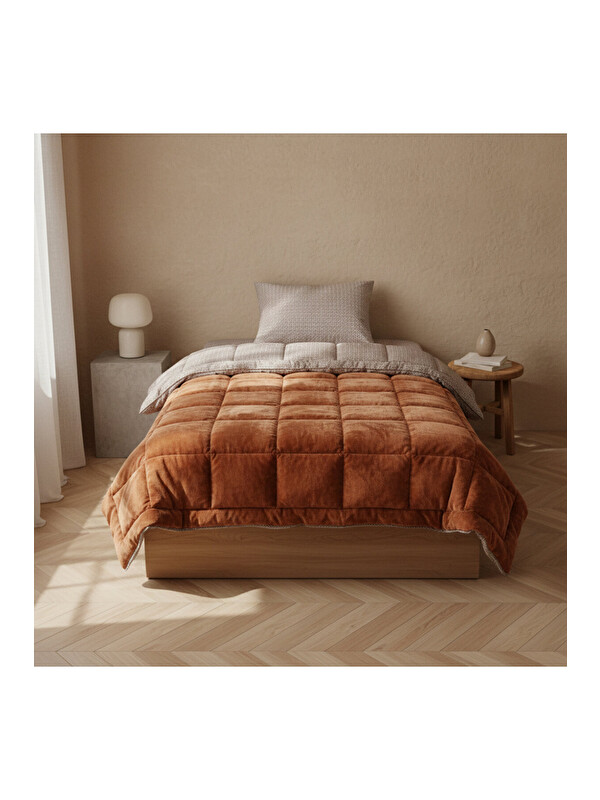 Othello Tek Kişilik Çift Taraflı Welsoft Comforter Yorgan Seti Orange 155x215 cm - Dormio Soft Trigo Serisi