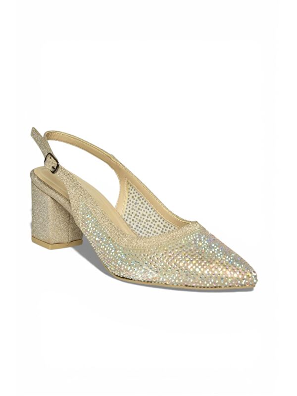 Fox Shoes Altın Kadın Topuklu Ayakkabı Y820403014