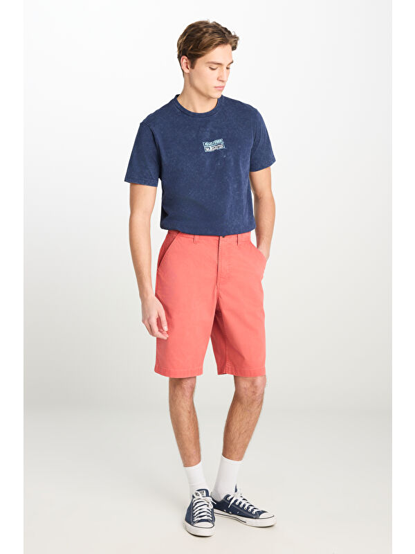 Lee Regular Fit Lastik Bel Detaylı Pamuklu Esnek Pembe Chino Şort