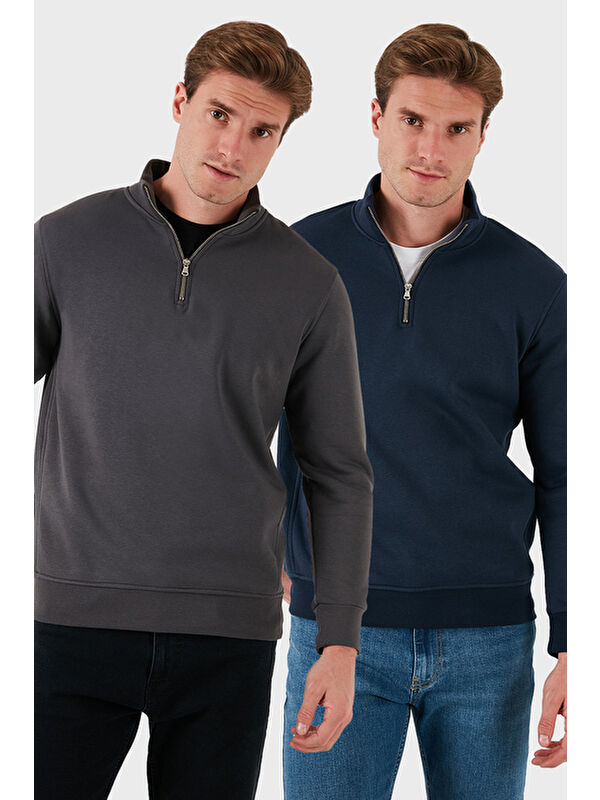 Buratti Pamuklu Regular Fit Dik Yaka 2'li Paket Sweat 59052592S2