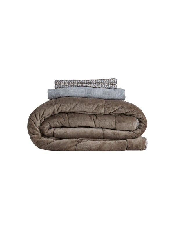 Othello Tek Kişilik Çift Taraflı Welsoft Comforter Yorgan Seti Vizon 155x215 cm - Dormio Soft Trigo Serisi