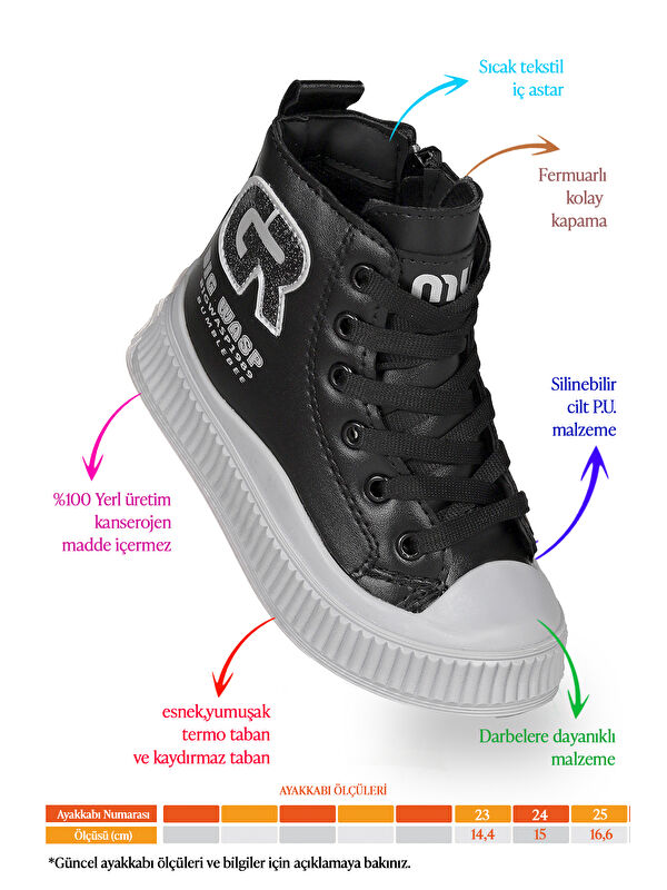 Wasp Fermuarlı Günlük Kız Bebek Bot Ayakkabı - Görsel 3