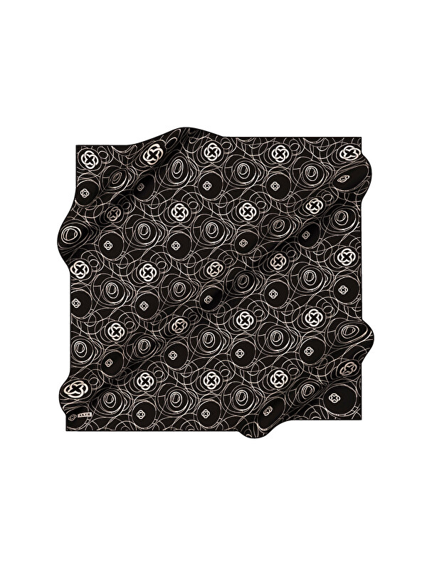 AKER Siyah 90X90 İpek Krep Saten Eşarp