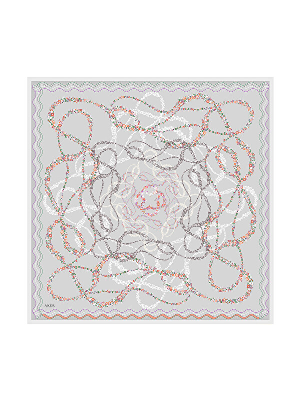 AKER Gümüş 90X90 İpek Pamuk Eşarp
