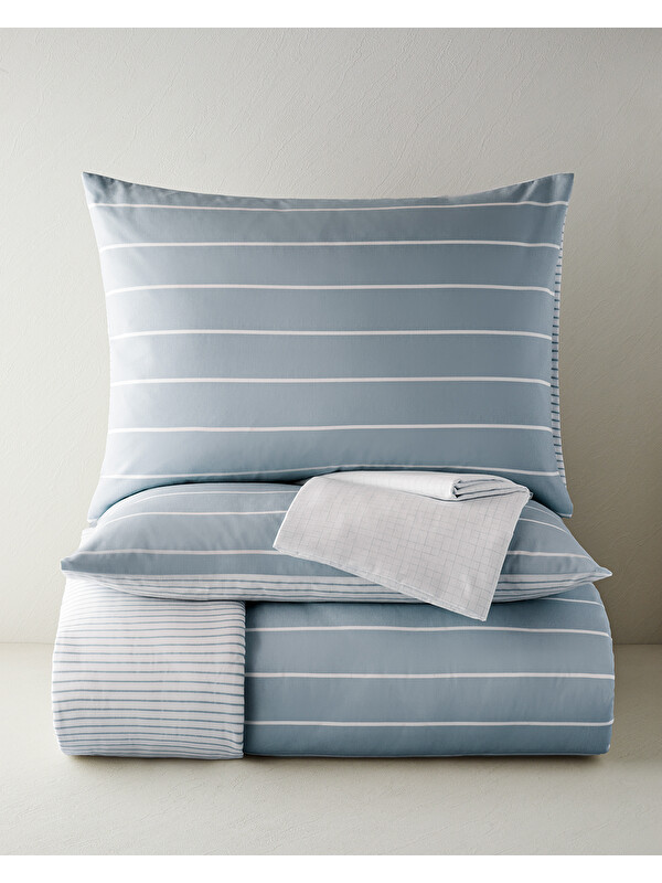 English Home Timeless Line Kolay Ütülenir Çarşaflı Çift Kişilik Nevresim Takımı 200x220 cm Açık Mavi