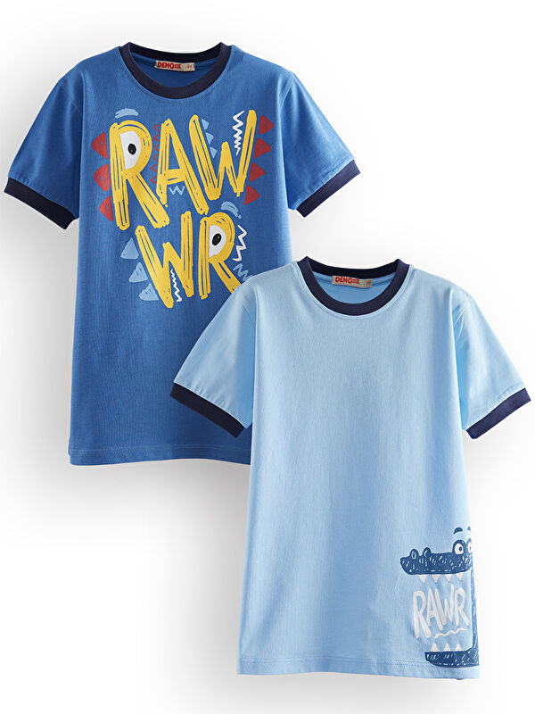 Denokids Rawr Erkek Çocuk 2'li Tişört Takım