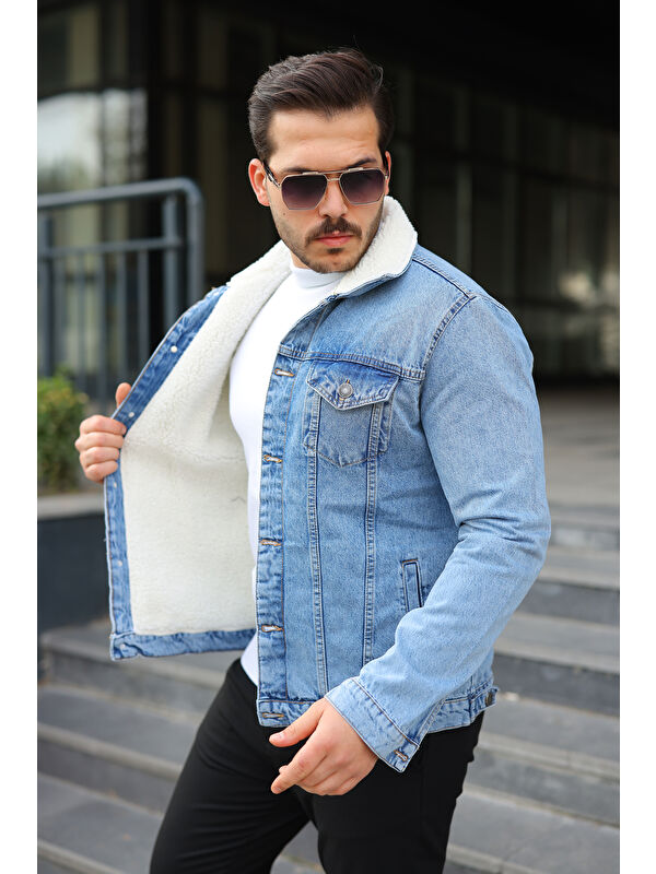 Comstar Erkek Trend Kışlık Içi Kürklü Jean Ceket