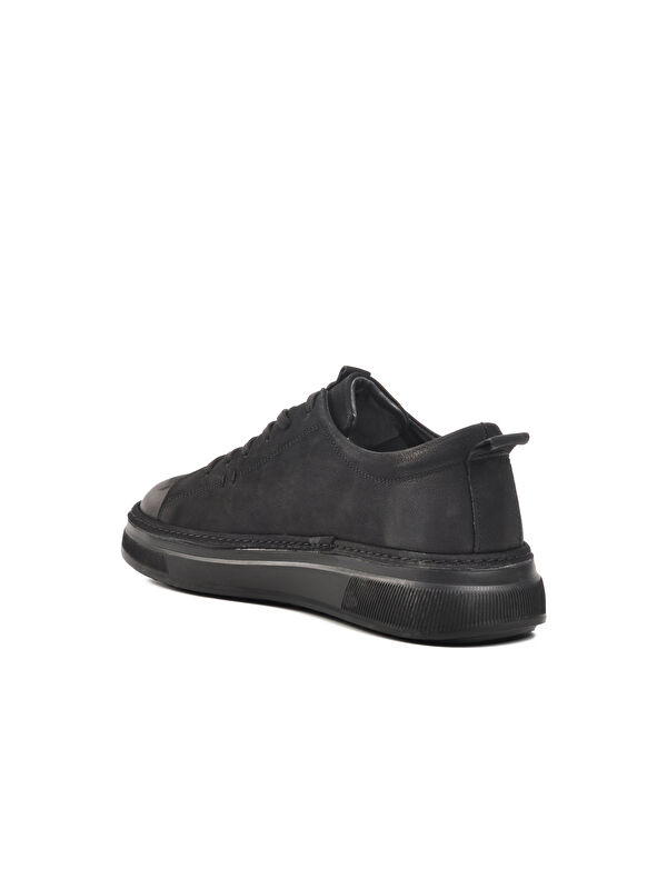 Siyah Nubuk Hakiki Deri Erkek Casual Ayakkabı 396149 M - Görsel 5