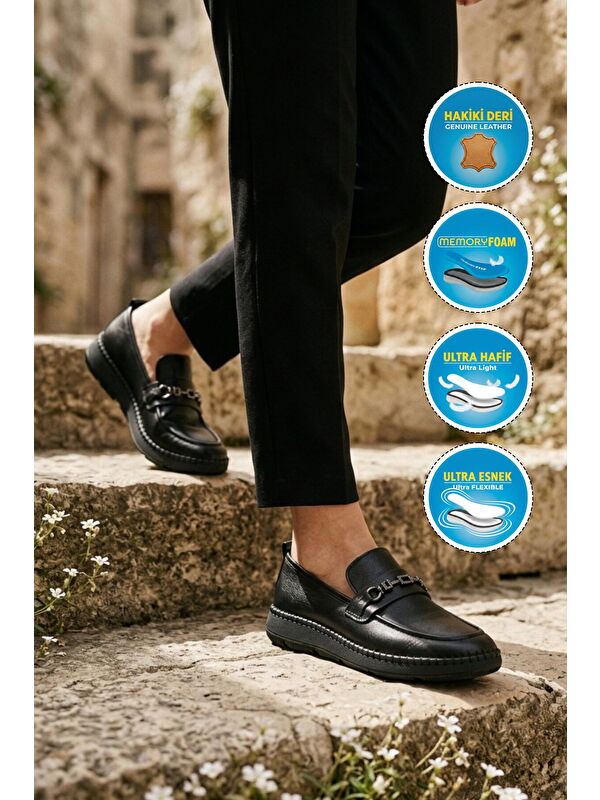 Voyager Siyah Voyager Hakiki Deri Anatomik Kadın Casual Ayakkabı Z540 Z