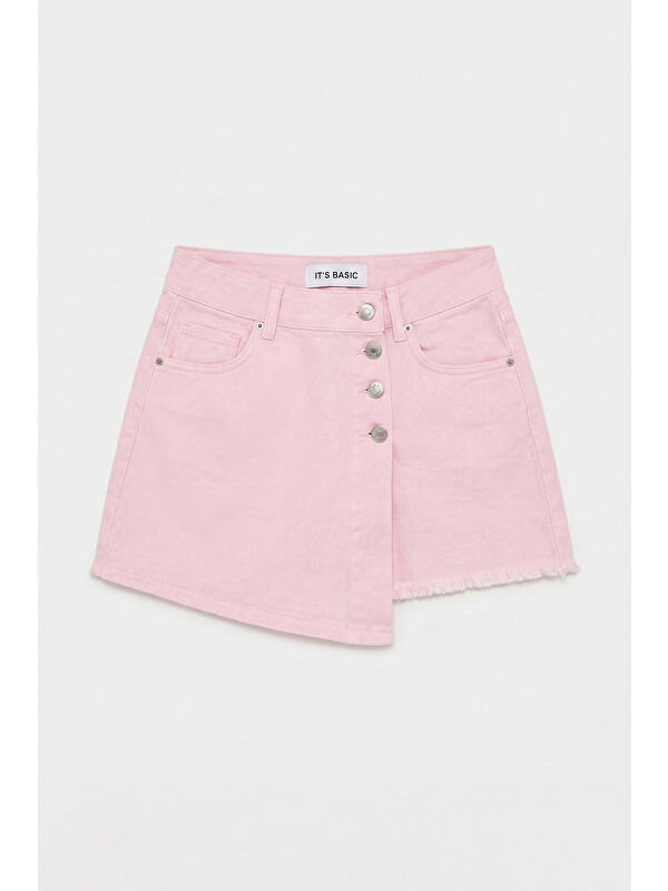 It's Basic Kadın Pembe 6s6-98 Denim Şort Etek