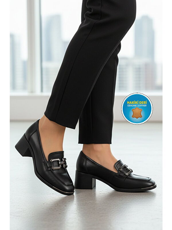 Ayakmod Bej Ayakmod Premium Hakiki Deri Kadın Topuklu Klasik Ayakkabı 757 Z