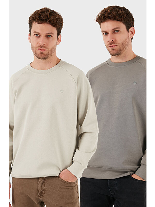 Buratti Streç Pamuklu Relaxed Fit Bisiklet Yaka 2'li Paket Sweat 5901210S2