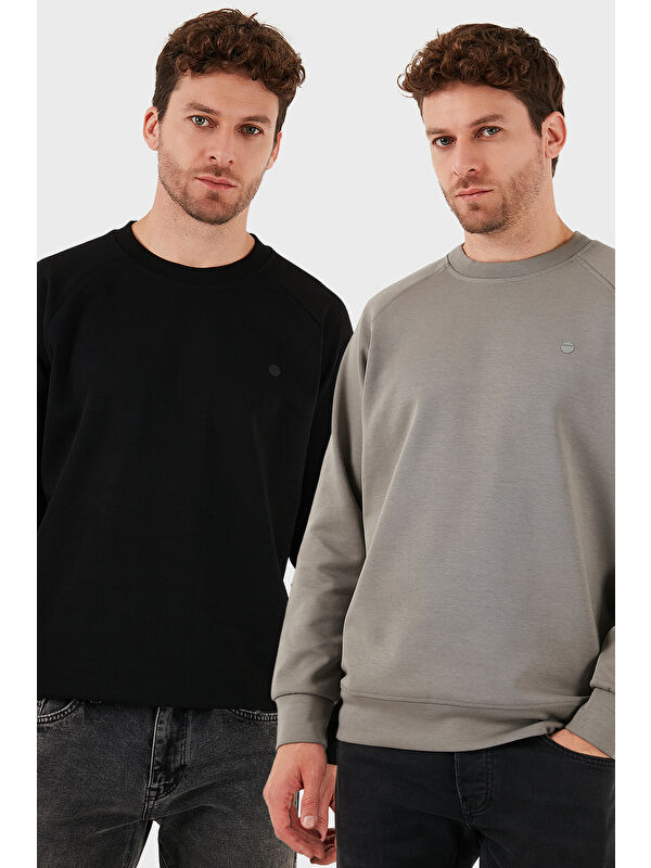 Buratti Streç Pamuklu Relaxed Fit Bisiklet Yaka 2'li Paket Sweat 5901210S2