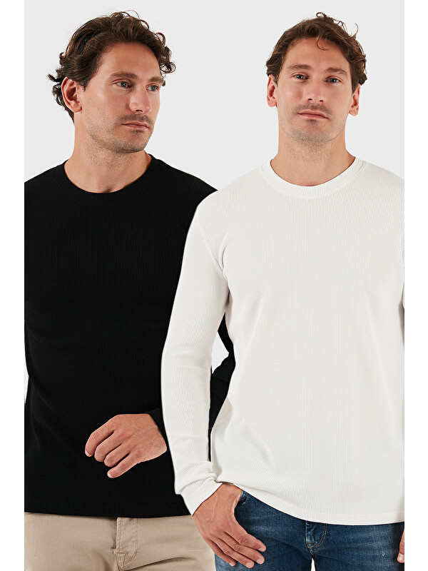 Buratti Pamuklu Bisiklet Yaka Slim Fit Basic 2'li Paket Sweat 5905073S2